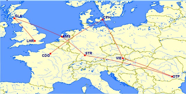 Flight Map for Europe Part of our RTW Trip