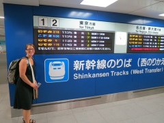 Brooke checking out the departure time for our train